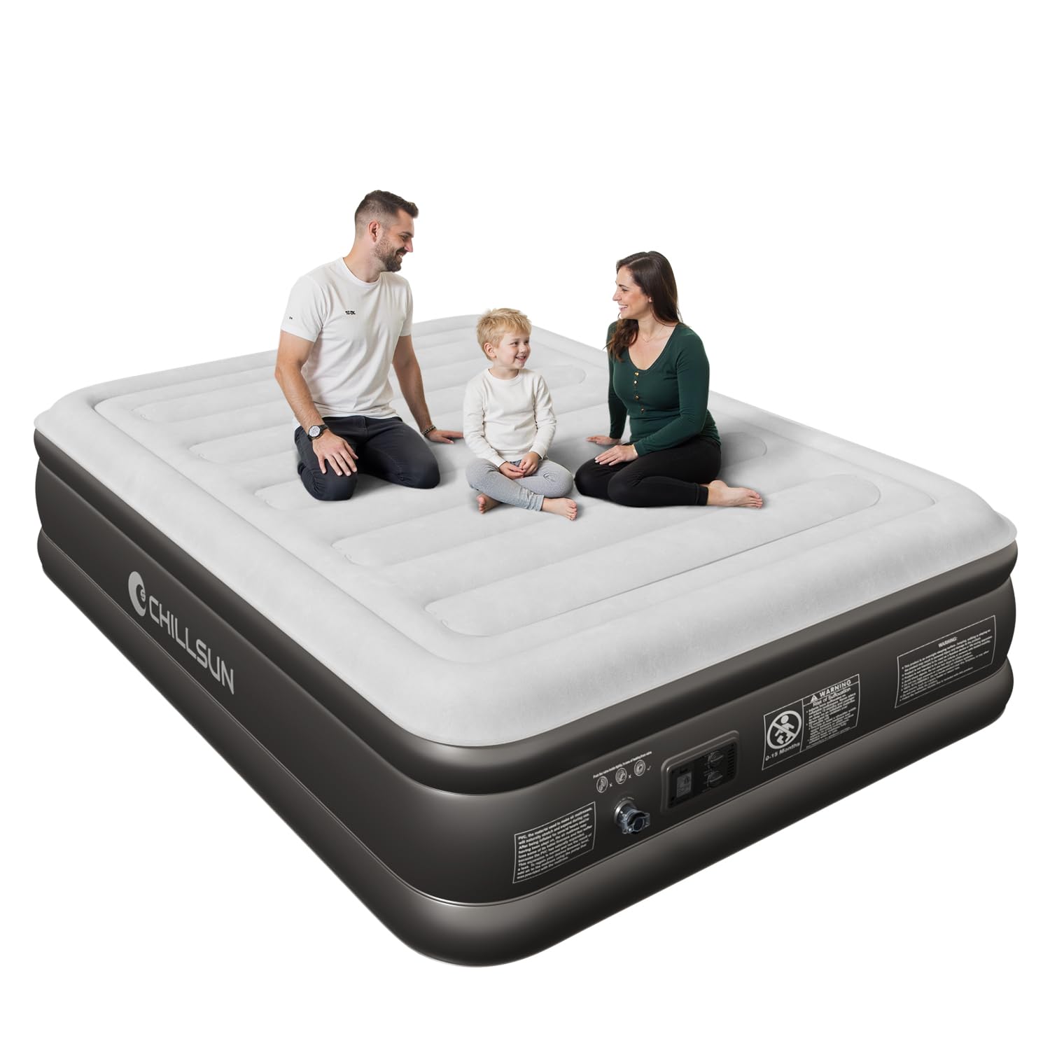 CHILLSUN Air Mattress Queen With Built in Pump - Upgraded Blow Up Bed,2 Mins Quick Self Inflatable and Deflate, 18"/650lbs Max, Strong Support, Flocked Top, Puncture Resistant, for Camping,Home,Guests